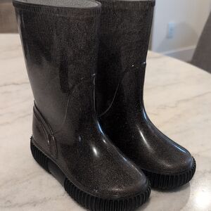 Kids  Girls Black Glitter Rain Boots